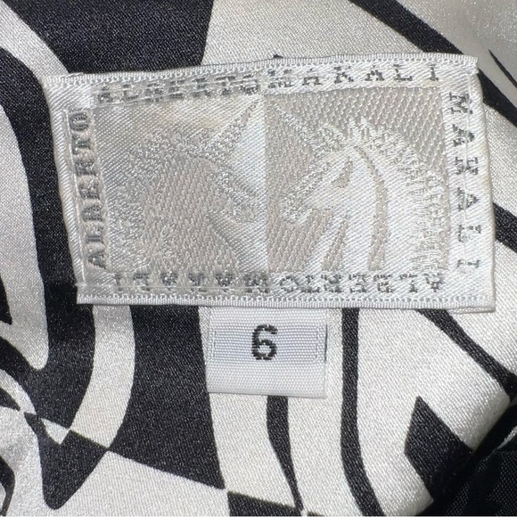 Vintage Alberto Mikali blazer, black/white 100% Silk Geometric Print, 6 - Picture 13 of 13